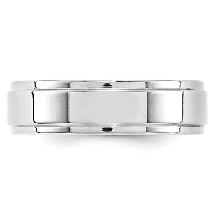 Solid 18K White Gold 6mm Flat with Step Edge MensWomens Wedding Band Ring Size 9 Goldia Rings Solid 18K White Gold 6mm Flat with Step Edge MensWomens Wedding Band Ring Size 9 Goldia Rings