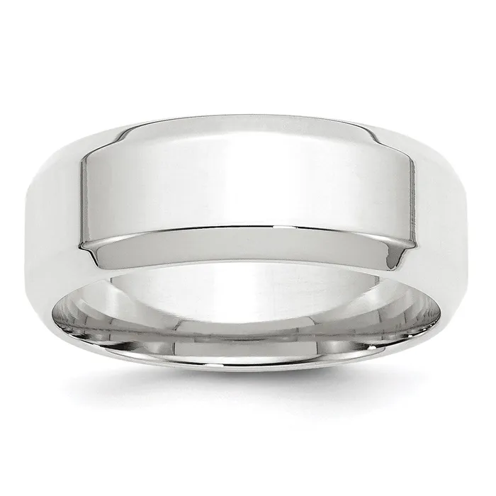 Solid 18K White Gold 8mm Bevel Edge Comfort Fit MensWomens Wedding Band Ring Size 85 Goldia Rings Solid 18K White Gold 8mm Bevel Edge Comfort Fit MensWomens Wedding Band Ring Size 85 Goldia Rings