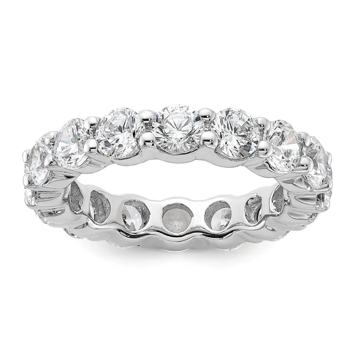 Solid Real 14k White Gold Polished Shared Prong 4ct CZ Eternity Wedding Band Ring Goldia Rings Solid Real 14k White Gold Polished Shared Prong 4ct CZ Eternity Wedding Band Ring Goldia Rings