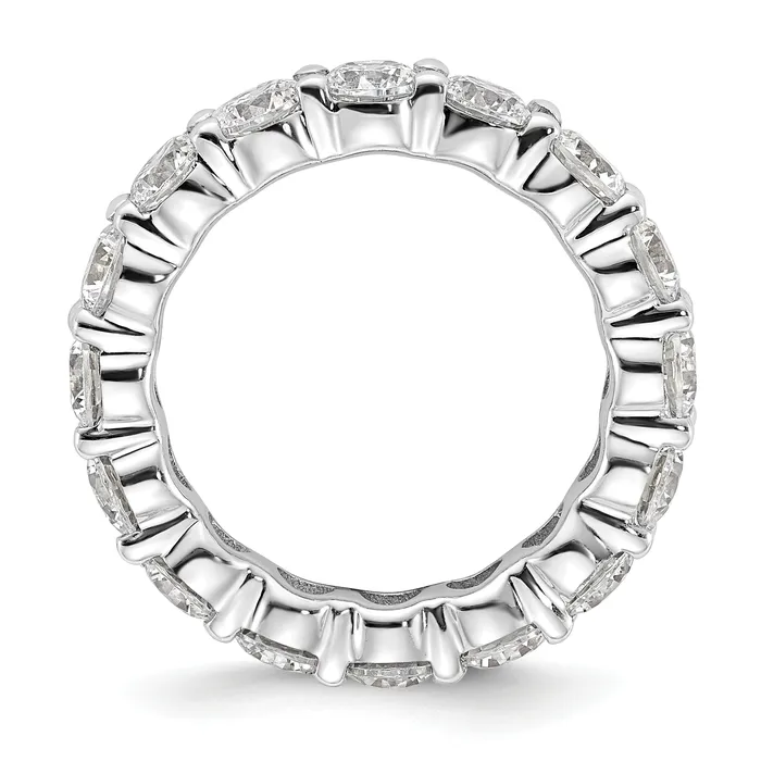 Solid Real 14k White Gold Polished Shared Prong 4ct CZ Eternity Wedding Band Ring Goldia Rings