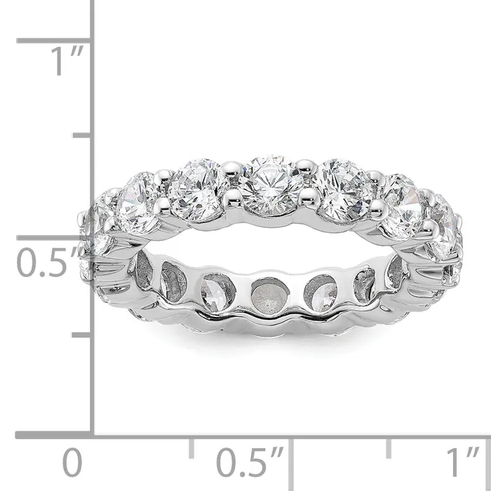Solid Real 14k White Gold Polished Shared Prong 4ct CZ Eternity Wedding Band Ring Goldia Rings