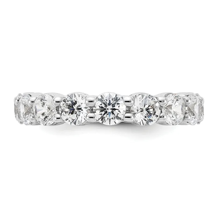 Solid Real 14k White Gold Polished Shared Prong 4ct CZ Eternity Wedding Band Ring Goldia Rings