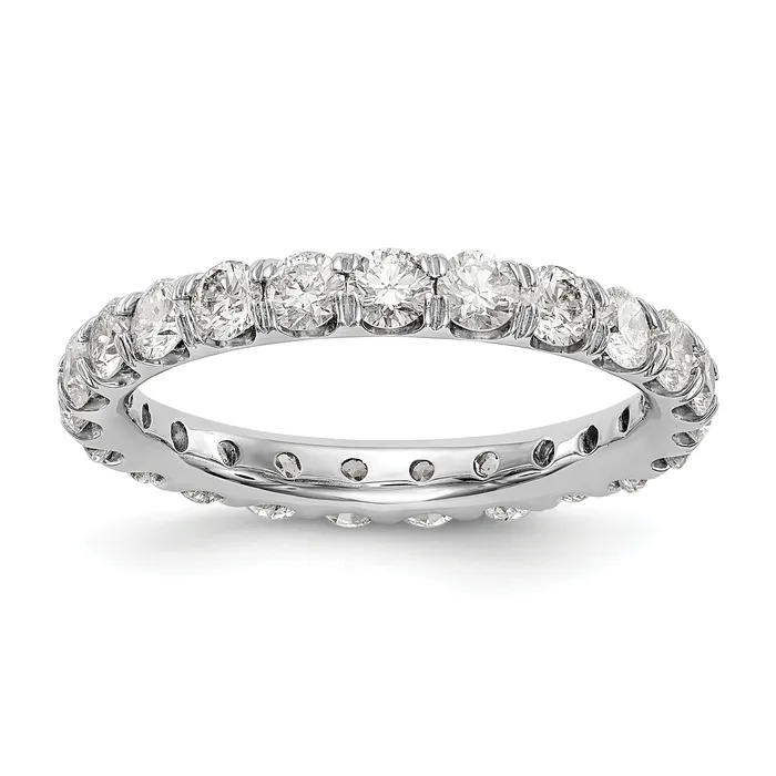 Solid Real 14k White Gold Polished U Shared Prong 2ct CZ Eternity Wedding Band Ring Goldia Rings Solid Real 14k White Gold Polished U Shared Prong 2ct CZ Eternity Wedding Band Ring Goldia Rings