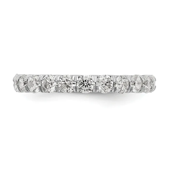 Solid Real 14k White Gold Polished U Shared Prong 2ct CZ Eternity Wedding Band Ring Goldia Rings