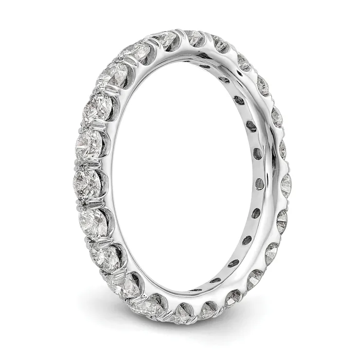 Solid Real 14k White Gold Polished U Shared Prong 2ct CZ Eternity Wedding Band Ring Goldia Rings