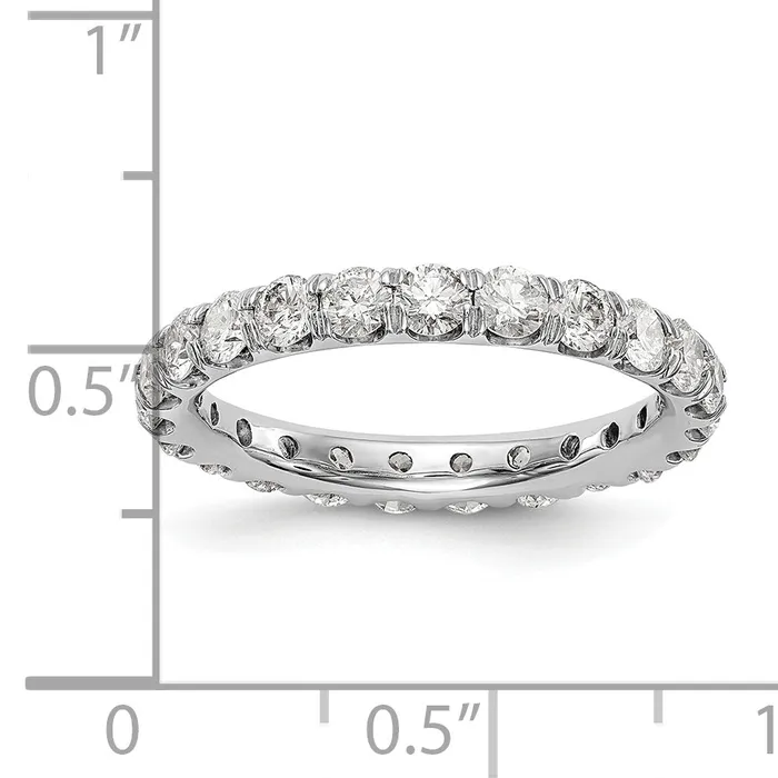 Solid Real 14k White Gold Polished U Shared Prong 2ct CZ Eternity Wedding Band Ring Goldia Rings