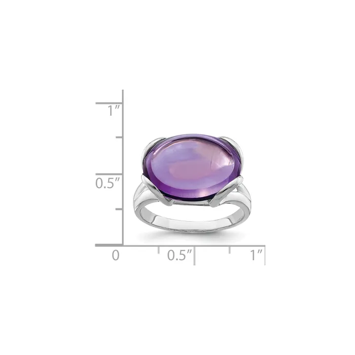 Sterling Silver 14K White Gold Plated Oval Amethyst Gemstone Birthstone Ring Fine Jewelry Gift for Her Goldia Rings Sterling Silver 14K White Gold Plated Oval Amethyst Gemstone Birthstone Ring Fine Jewelry Gift for Her Goldia Rings
