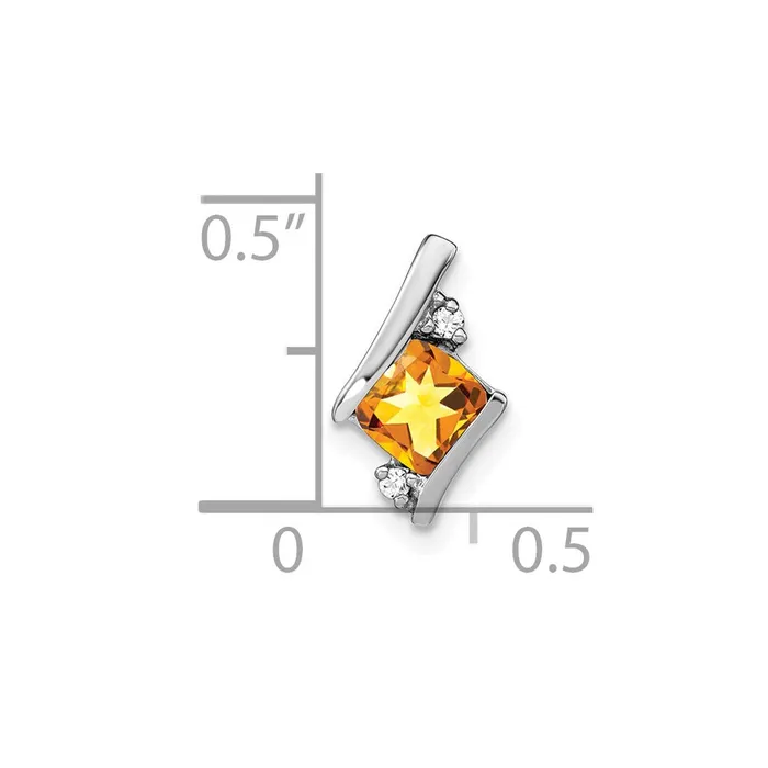 Sterling Silver Antique Cushion Citrine and Real Diamond Pendant Goldia Necklaces