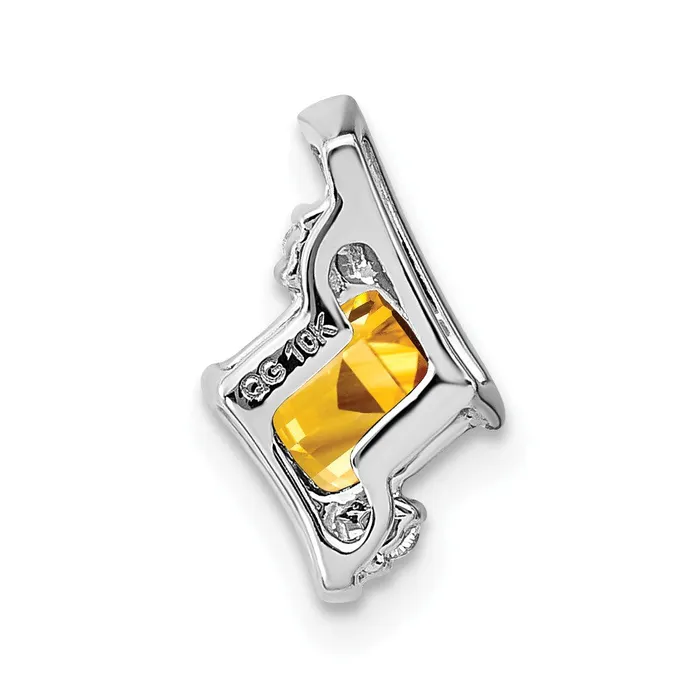 Sterling Silver Antique Cushion Citrine and Real Diamond Pendant Goldia Necklaces