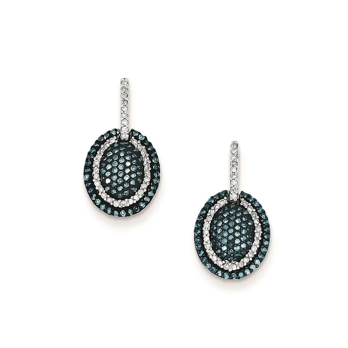 Sterling Silver Blue and White Diamond Dangle Post Earrings Goldia Earrings Sterling Silver Blue and White Diamond Dangle Post Earrings Goldia Earrings