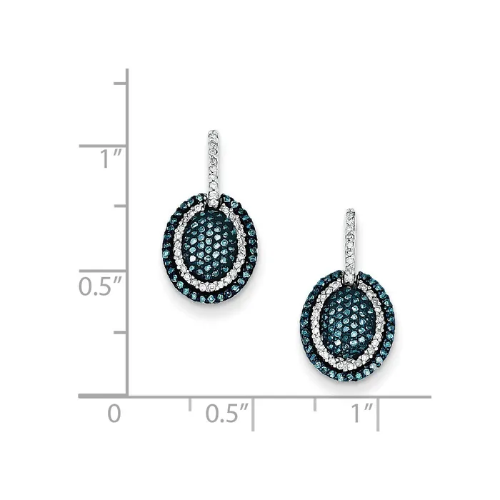 Sterling Silver Blue and White Diamond Dangle Post Earrings Goldia Earrings