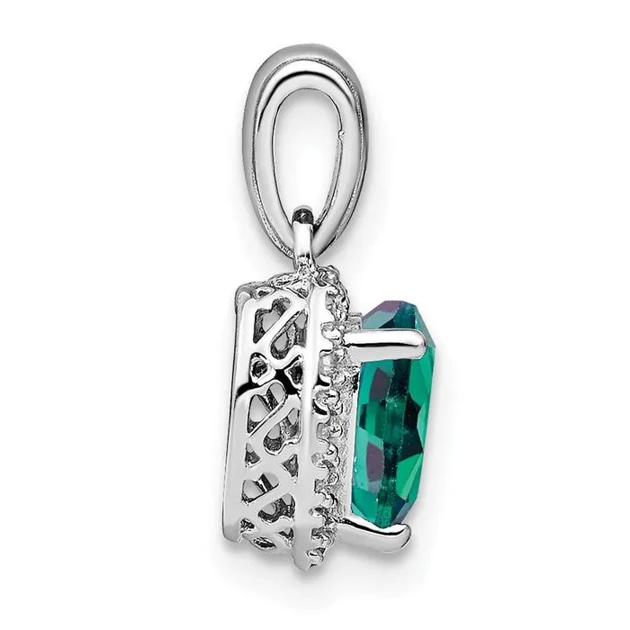 Sterling Silver Created Alexandrite and Real Diamond Pendant Goldia Necklaces