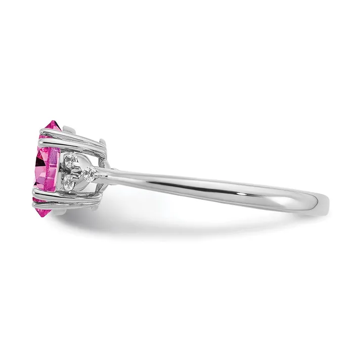 Sterling Silver Created Pink Sapphire and Diamond Ring Goldia Rings