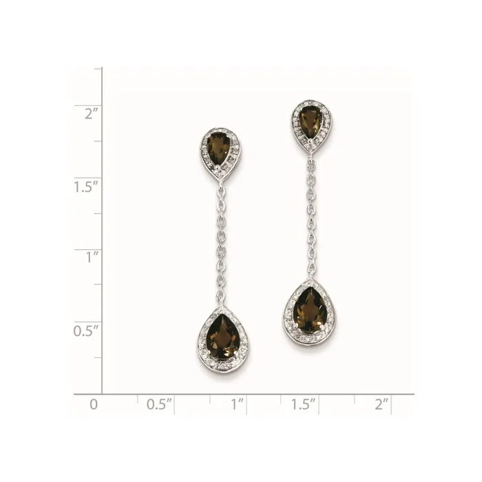 Sterling Silver Diamond Smoky Quartz Earrings Goldia Earrings