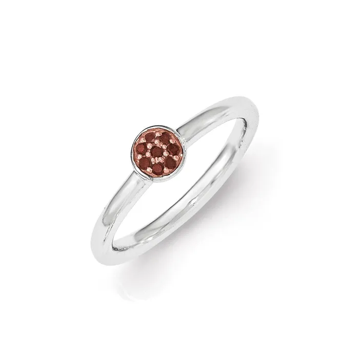 Sterling Silver Flash Rosetone Red Diamond Ring Goldia Rings