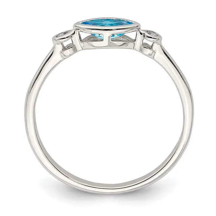 Sterling Silver Polished Blue Topaz and White Topaz Ring Goldia Rings