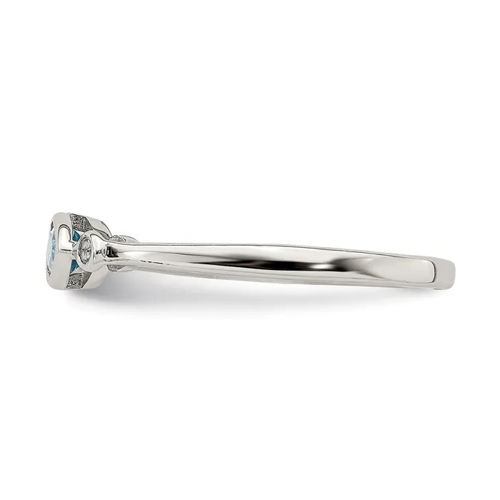 Sterling Silver Polished Blue Topaz and White Topaz Ring Goldia Rings