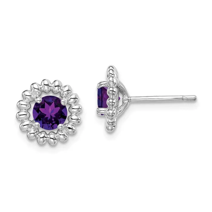 Sterling Silver Rhodplat Amethyst Earrings Goldia Earrings