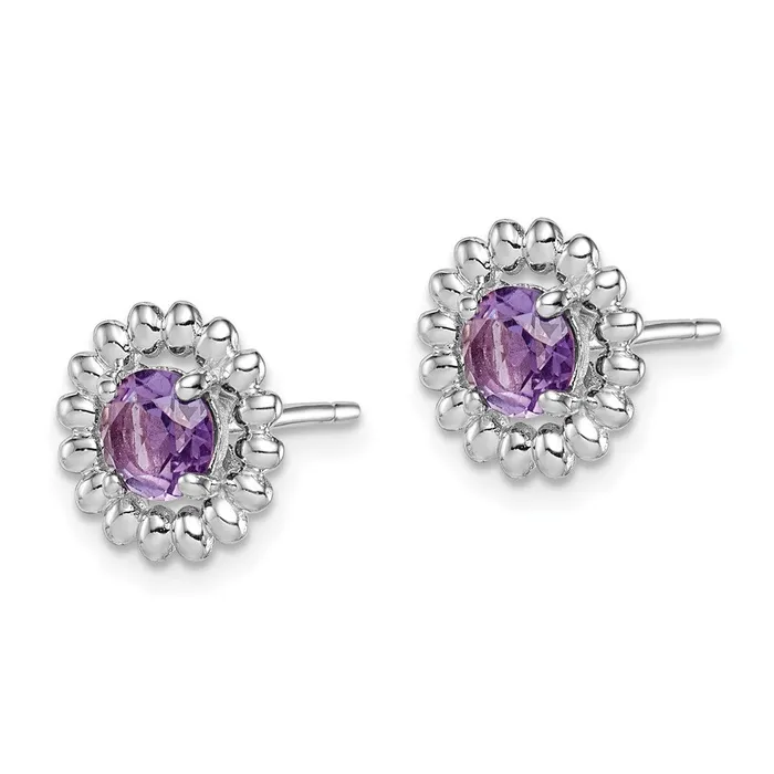 Sterling Silver Rhodplat Amethyst Earrings Goldia Earrings