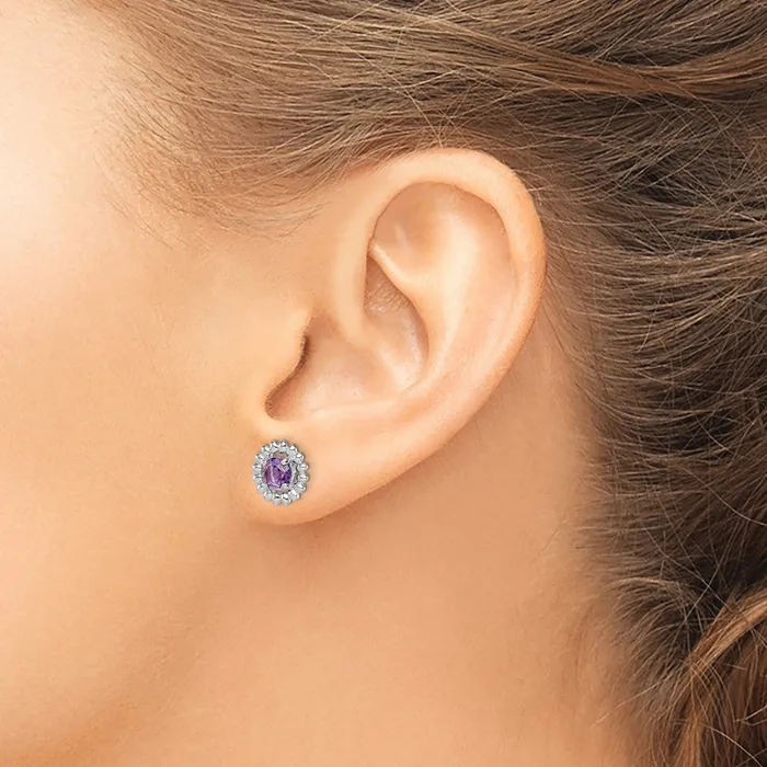 Sterling Silver Rhodplat Amethyst Earrings Goldia Earrings