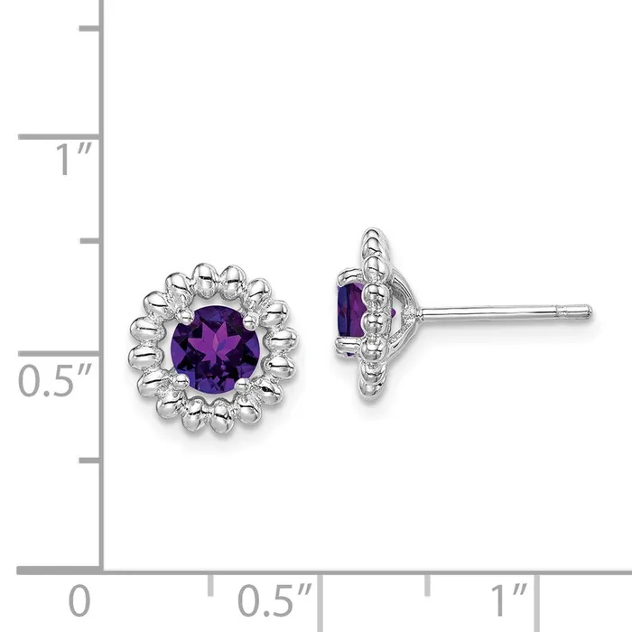Sterling Silver Rhodplat Amethyst Earrings Goldia Earrings