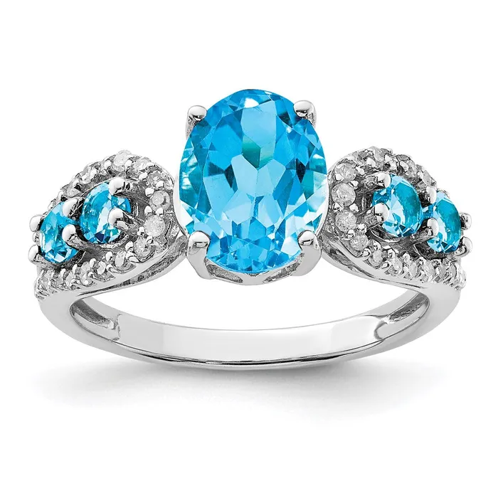 Sterling Silver Rhodium Blue Topaz u0026 Diamond Ring Goldia Rings