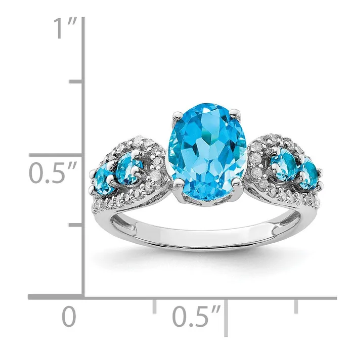 Sterling Silver Rhodium Blue Topaz u0026 Diamond Ring Goldia Rings