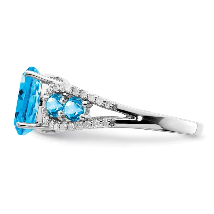 Sterling Silver Rhodium Blue Topaz u0026 Diamond Ring Goldia Rings