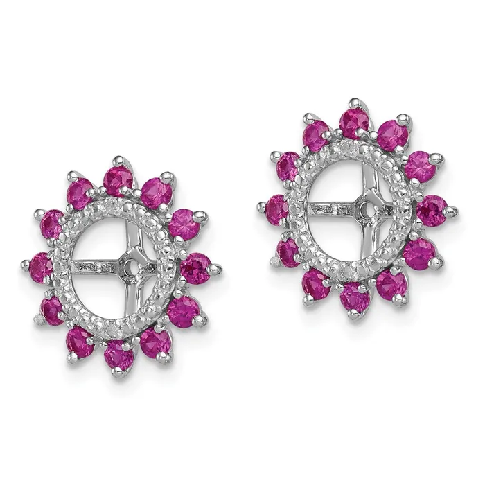 Sterling Silver Rhodium Diamond u0026 Created Ruby Earring Jacket Goldia Earrings