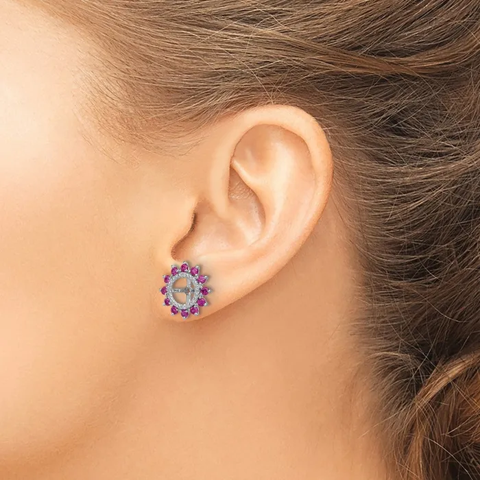 Sterling Silver Rhodium Diamond u0026 Created Ruby Earring Jacket Goldia Earrings