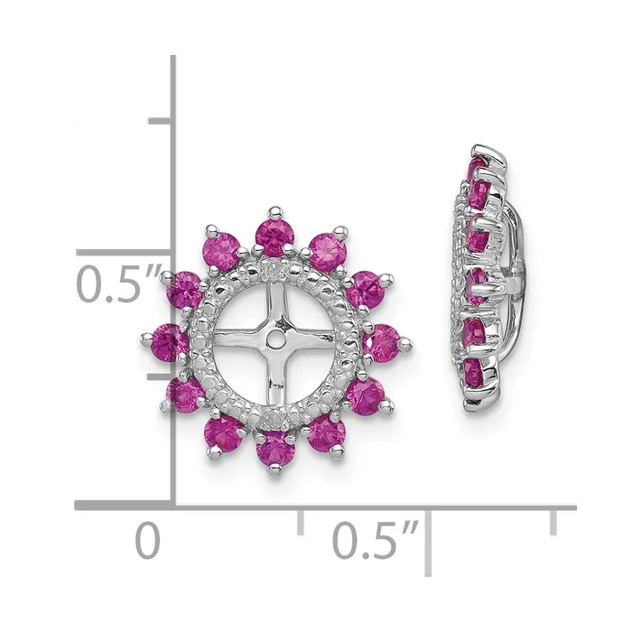 Sterling Silver Rhodium Diamond u0026 Created Ruby Earring Jacket Goldia Earrings