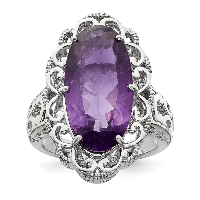 Sterling Silver Rhodiumplated Amethyst Ring Goldia Rings