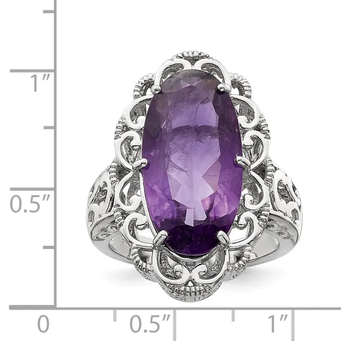 Sterling Silver Rhodiumplated Amethyst Ring Goldia Rings