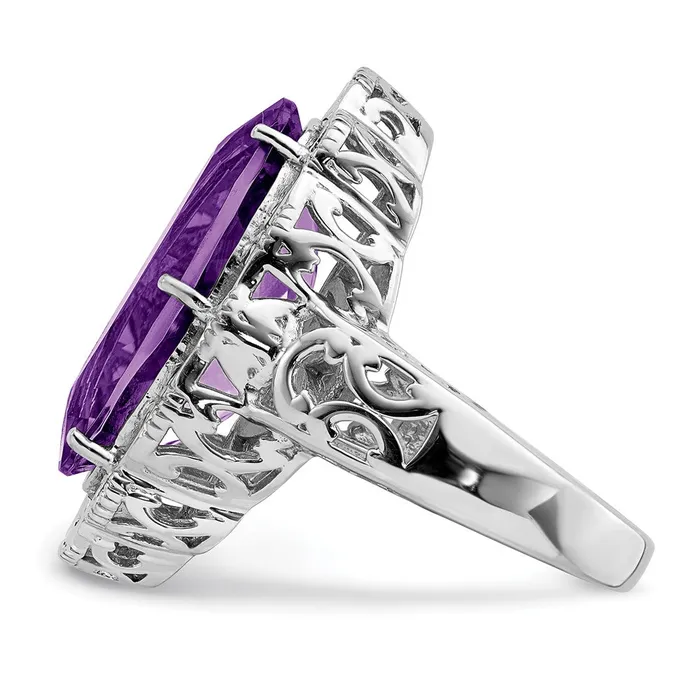Sterling Silver Rhodiumplated Amethyst Ring Goldia Rings