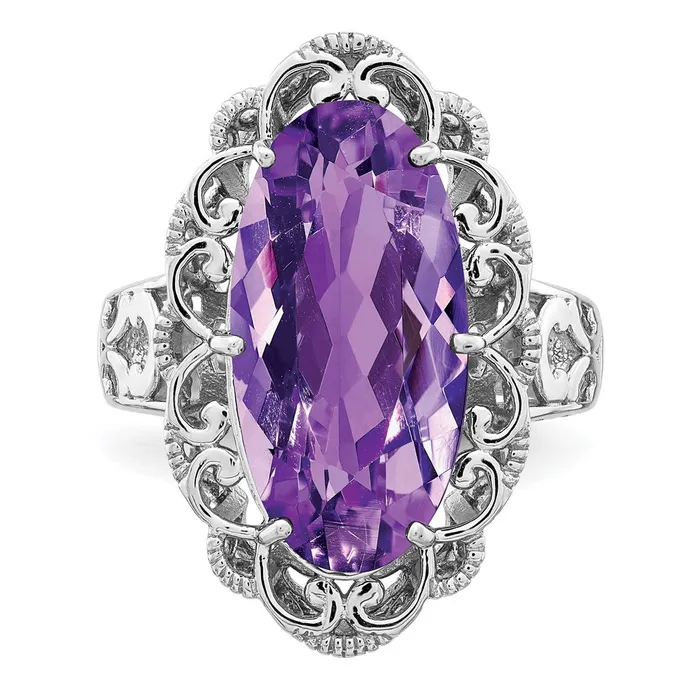 Sterling Silver Rhodiumplated Amethyst Ring Goldia Rings