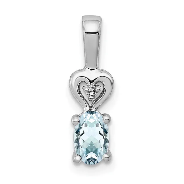 Sterling Silver Rhodiumplated Aquamarine u0026 Diamond Pendant Goldia Necklaces Sterling Silver Rhodiumplated Aquamarine u0026 Diamond Pendant Goldia Necklaces