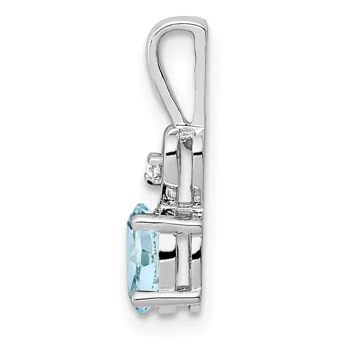 Sterling Silver Rhodiumplated Aquamarine u0026 Diamond Pendant Goldia Necklaces