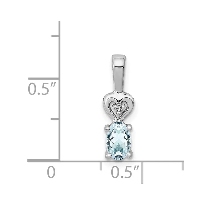 Sterling Silver Rhodiumplated Aquamarine u0026 Diamond Pendant Goldia Necklaces