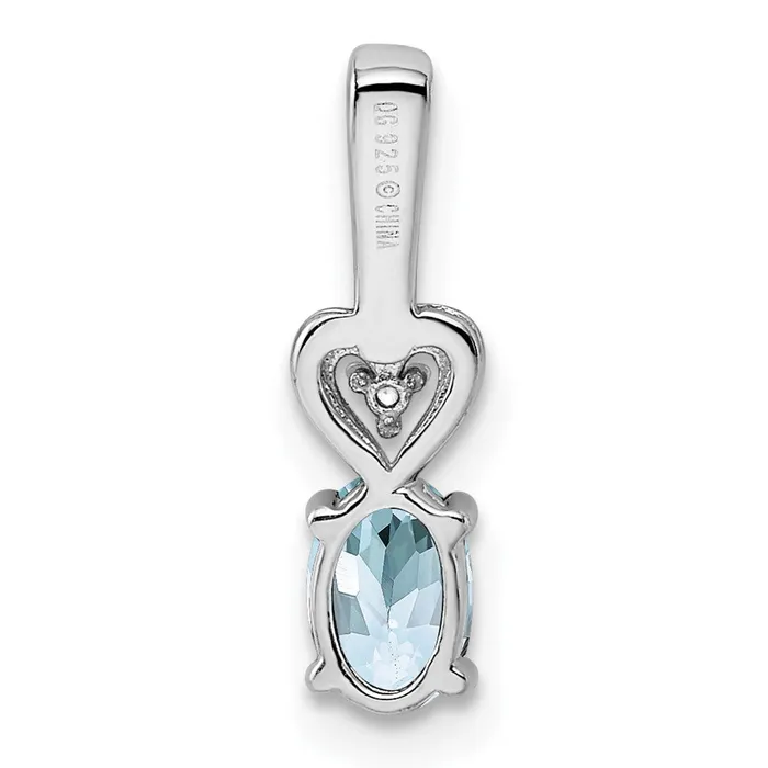 Sterling Silver Rhodiumplated Aquamarine u0026 Diamond Pendant Goldia Necklaces