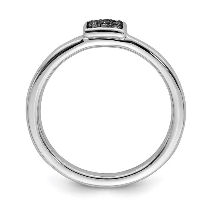 Sterling Silver Rhodium Plated Blue Diamond Ring Goldia Rings