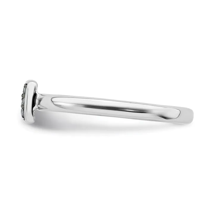 Sterling Silver Rhodium Plated Blue Diamond Ring Goldia Rings
