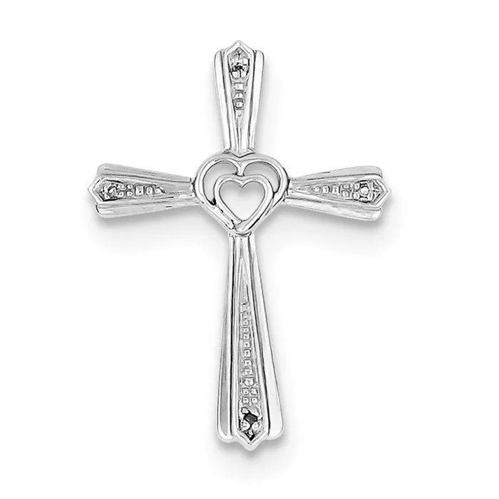 Sterling Silver Rhodiumplated Diamond Cross Pendant Goldia Necklaces