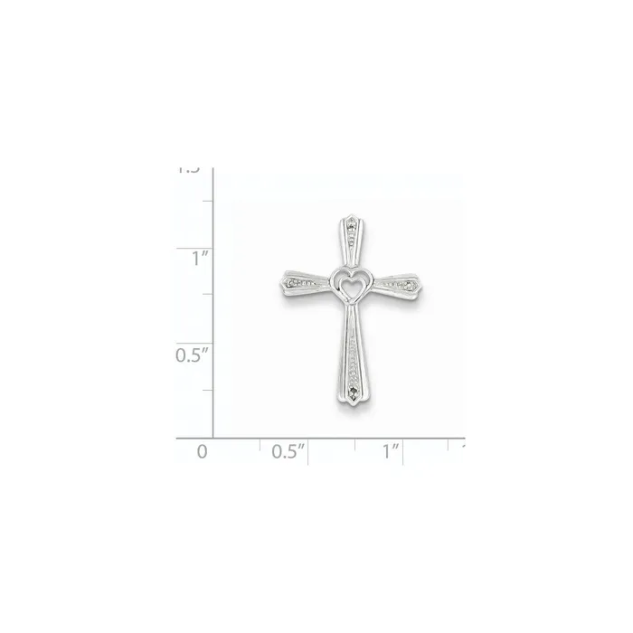 Sterling Silver Rhodiumplated Diamond Cross Pendant Goldia Necklaces