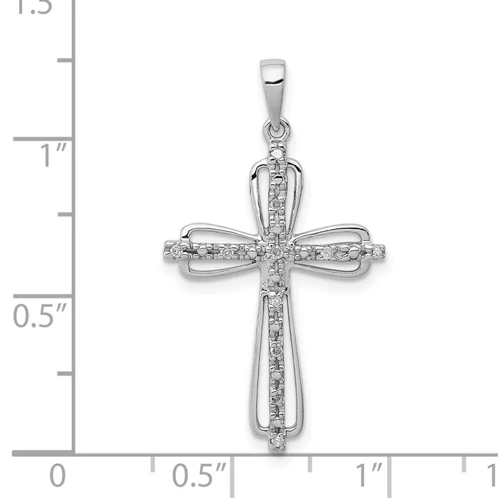 Sterling Silver Rhodiumplated Diamond Cross Pendant Goldia Necklaces