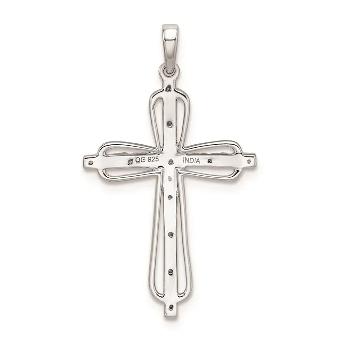Sterling Silver Rhodiumplated Diamond Cross Pendant Goldia Necklaces