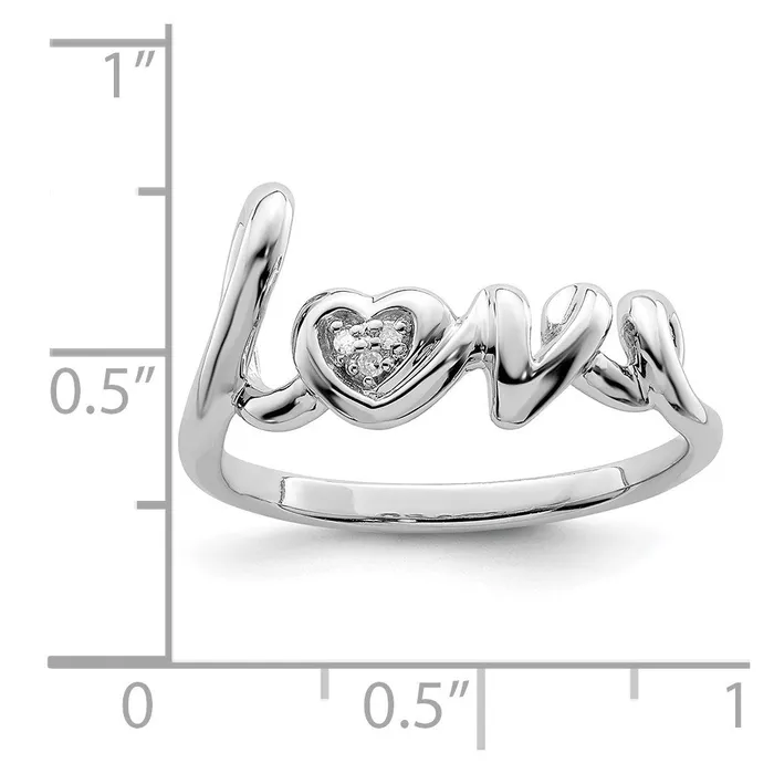 Sterling Silver Rhodium Plated Diamond LOVE Ring Goldia Rings