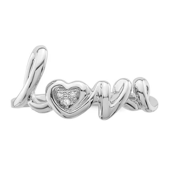 Sterling Silver Rhodium Plated Diamond LOVE Ring Goldia Rings