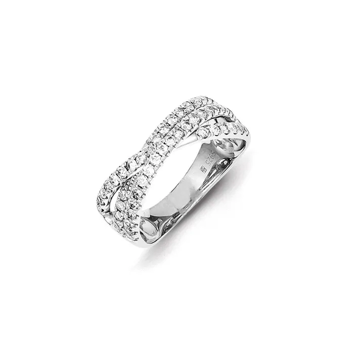 Sterling Silver Rhodium Plated Diamond Ring Goldia Rings