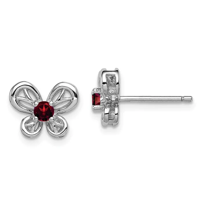Sterling Silver Rhodiumplated Garnet Earrings Goldia Earrings