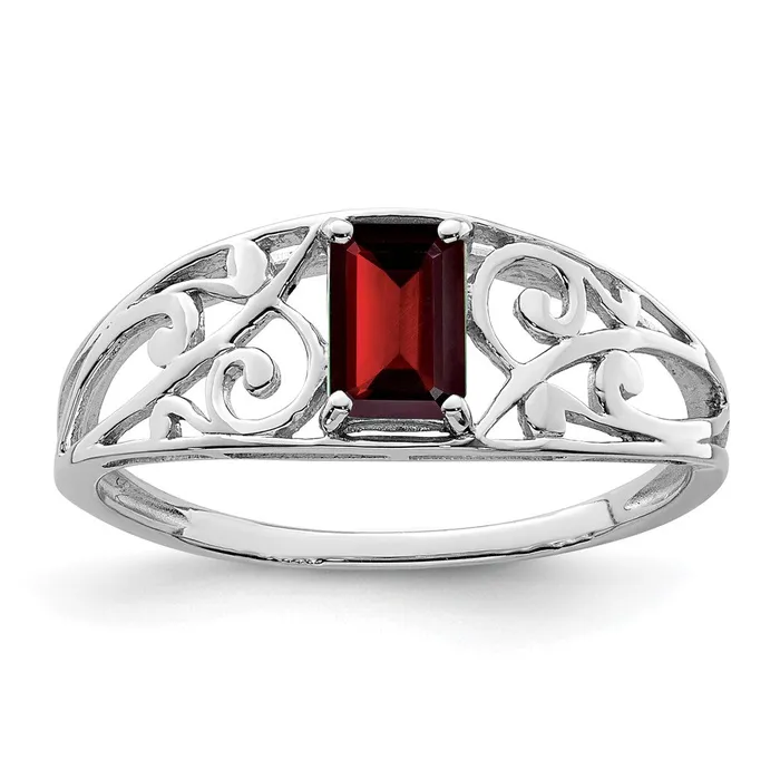 Sterling Silver Rhodiumplated Garnet Ring Goldia Rings